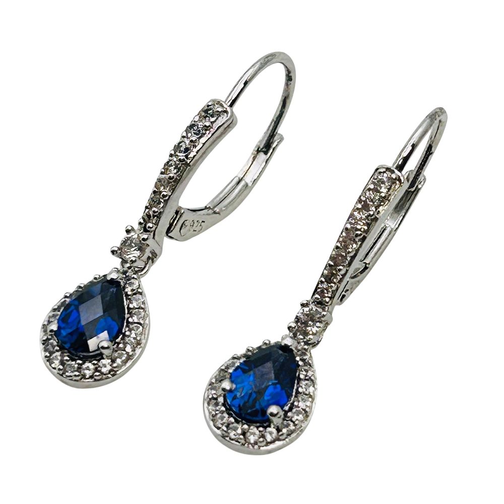 Lot 152: PM Topaz Spinal Sterling Hinged Earrings 2.34 G