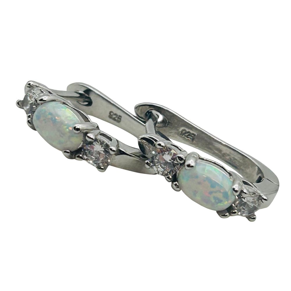 Lot 170: Opal Sterling Hinge Hoop Earrings 3.21 G