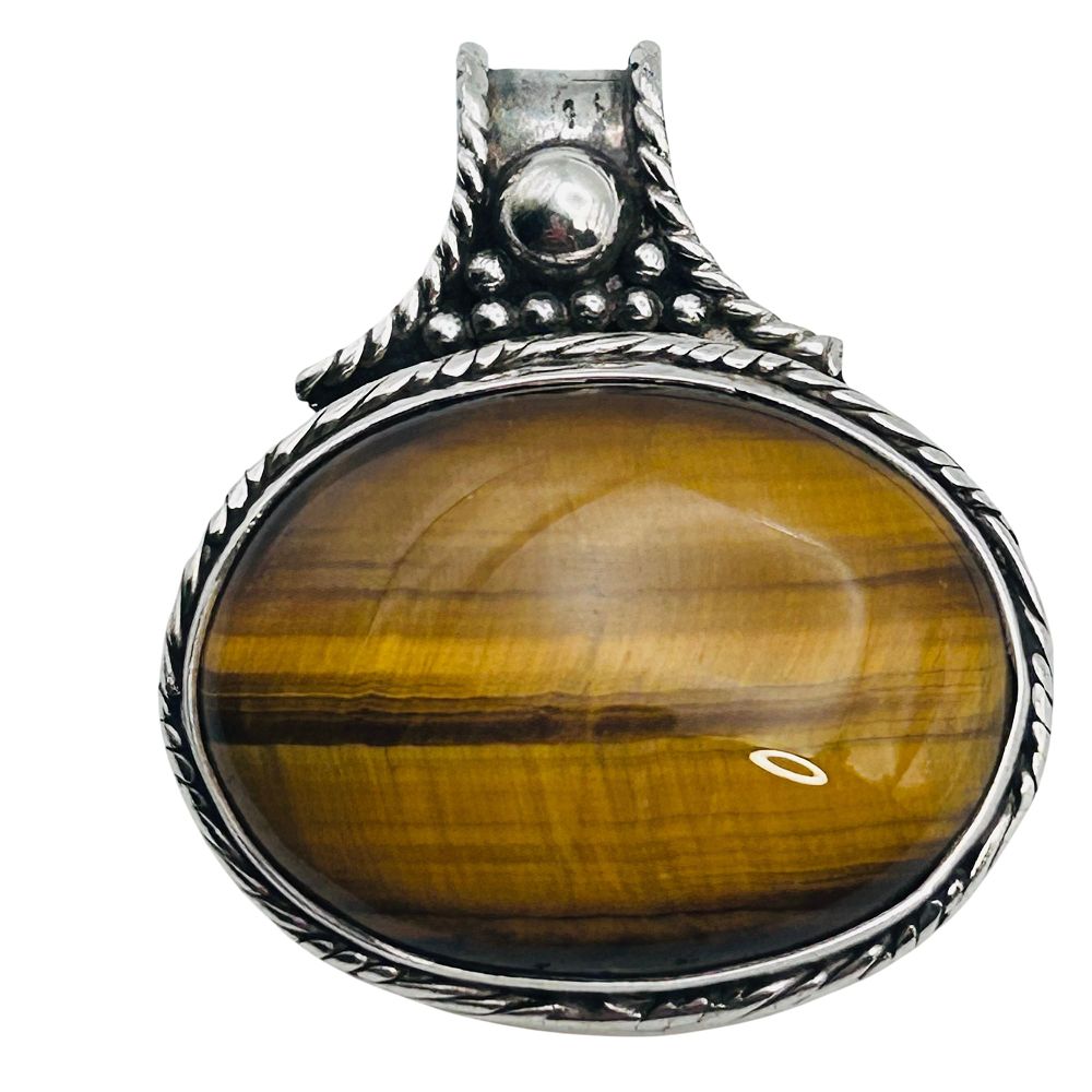 Lot 172: Tigers Eye Sterling Oval Pendant 11.4 G