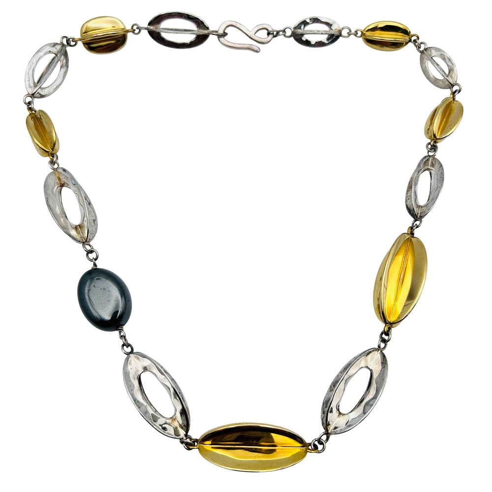 Lot 179: RLM Studio, Sterling And Brass Hermatite Stone Necklace 93.52 G