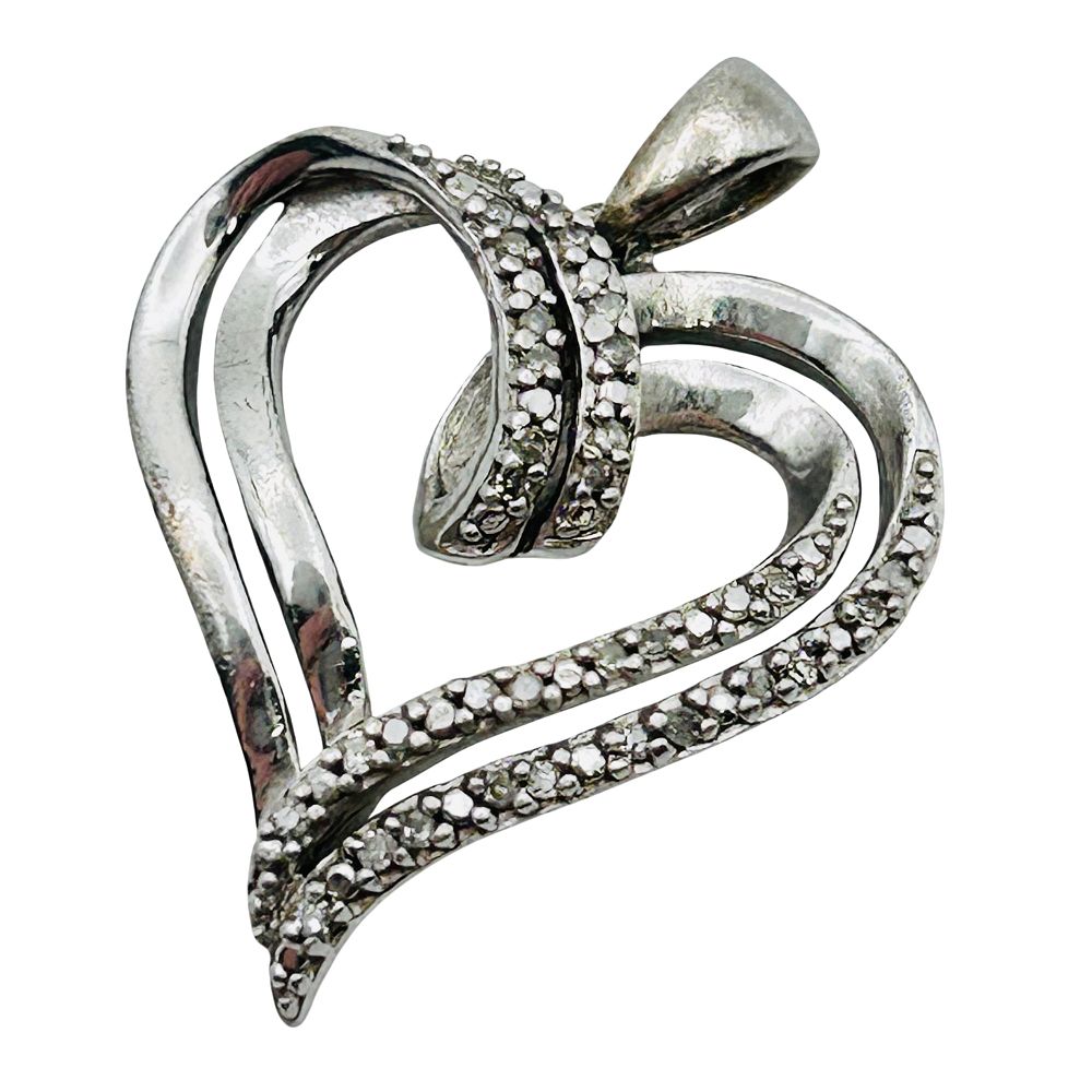 Lot 181: SUN Diamond Sterling Heart Pendant 2.56g