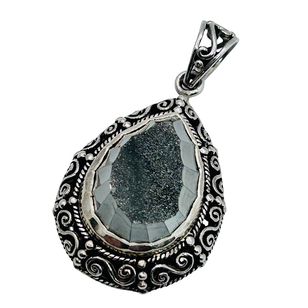 Lot 184: SAJEN Sterling, Silver Quartz Filigree Pendant 9.34 G