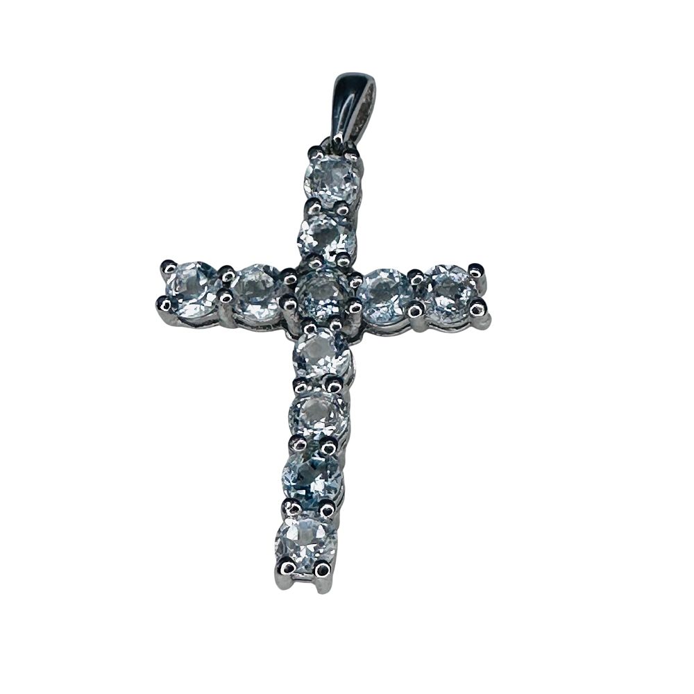Lot 185: STS, TOPAZ Sterling Silver Cross Pendant 14.30 G