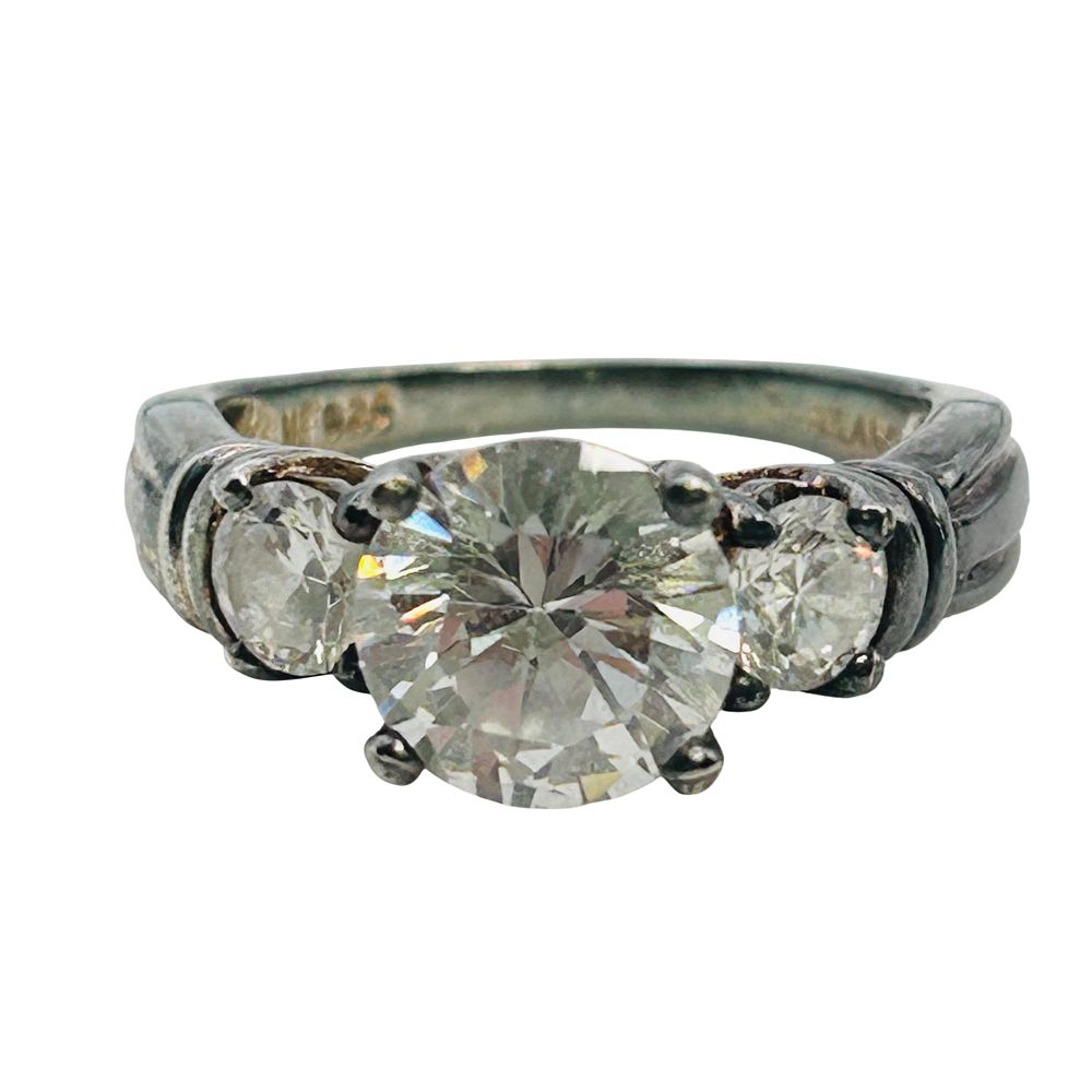 Lot 187: NF Rhinestone Sterling Engagement Ring Size 7, 3.96 G