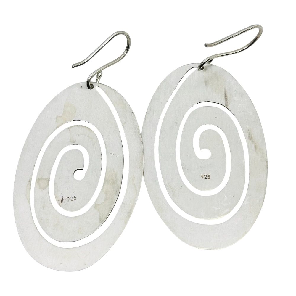 Lot 189: Sterling Swirl Round Hook, Dangle, Hand Etched Earrings 20.18 G