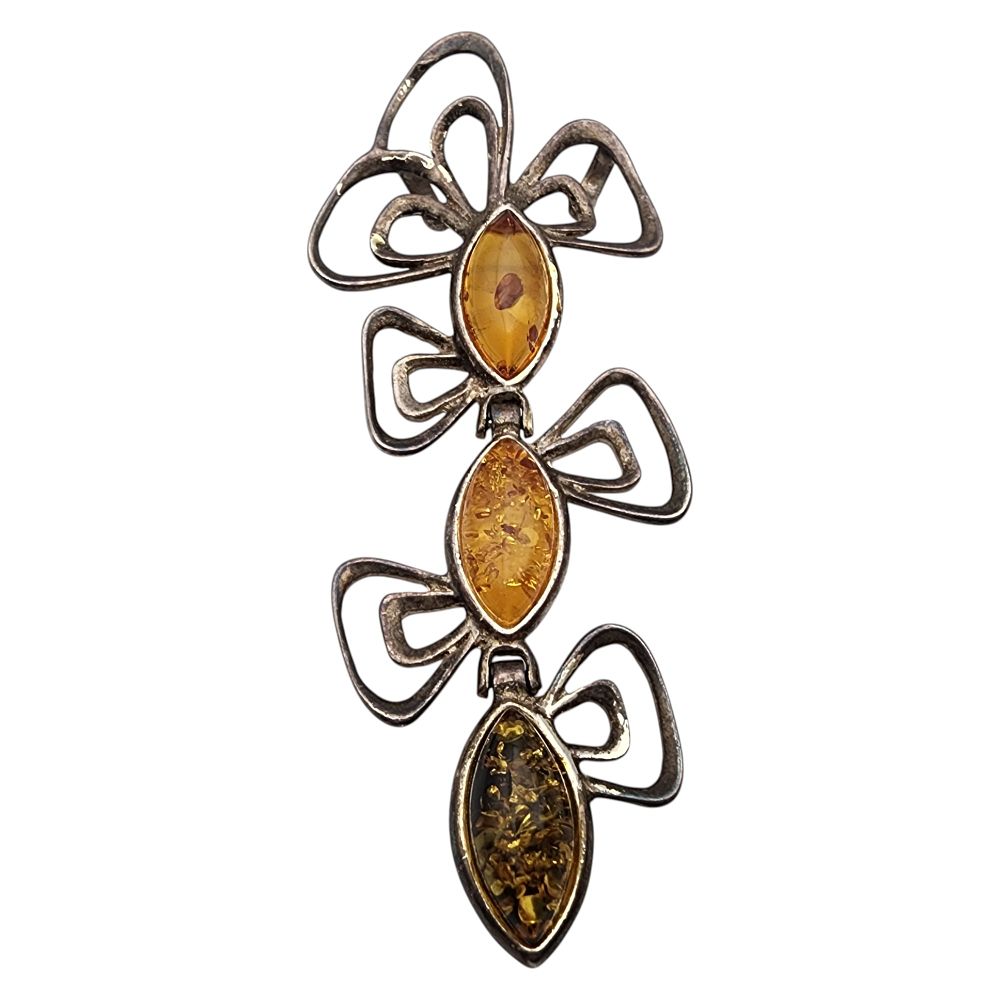 Lot 157: Vintage Sterling Silver Amber Dangle Pendant