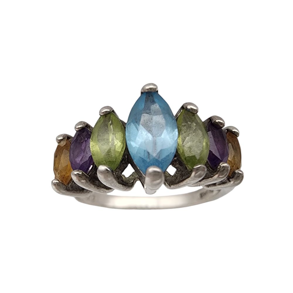 Lot 159: Sterling Multi Stone Ring Sz 6