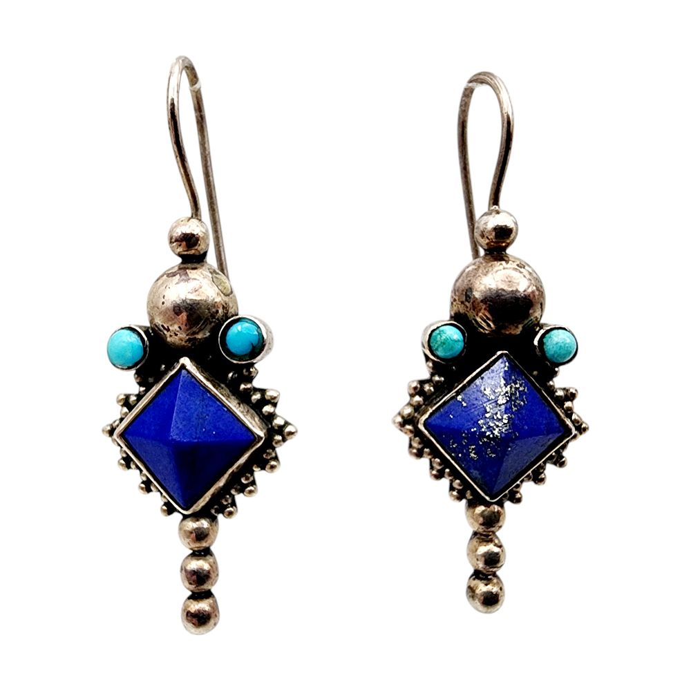 Lot 173: Sterling Lapis Lazuli Turquoise Earrings