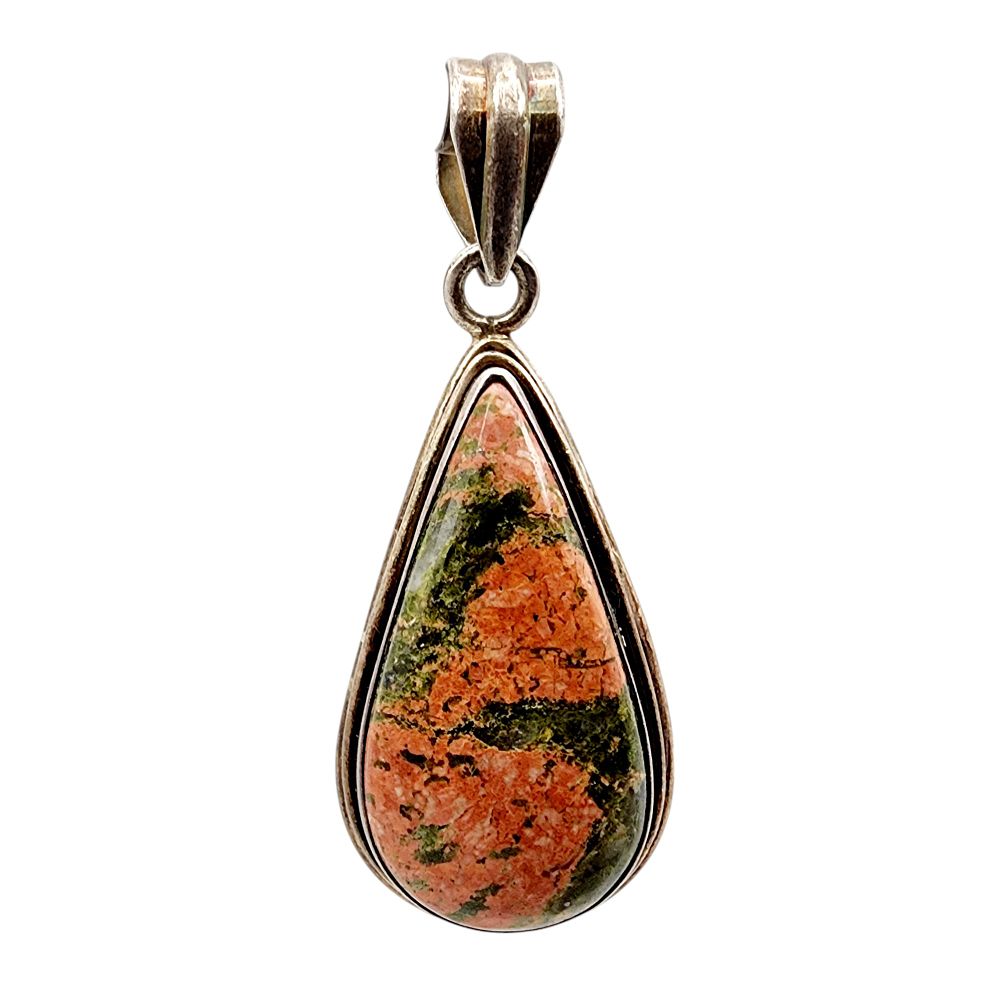 Lot 174: Sterling Unakite Jasper Pendant