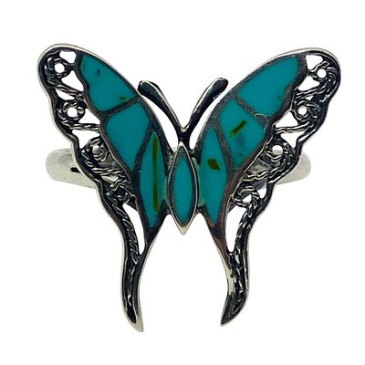 TURQUOISE Sterling Butterfly Ring, Size 10, 4.32 G. TURQUOISE Sterling butterfly ring size 10 4.32 g