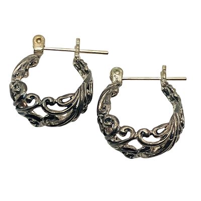 Sterling Filigree Hoop Earrings, 2.08 G. Sterling filigree hoop earrings 2.08 g
