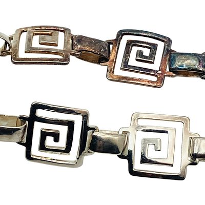 OROTEC M059 Sterling Greek Key Link Bracelet, 7.95 G. OROTEC M059 Sterling Greek key link 