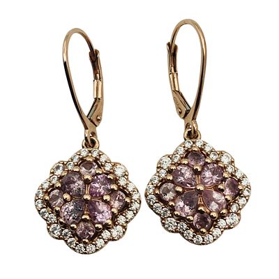 JCL, IOLITE Sterling Halo Cluster Dangle Earrings, 5.12 G. JCL IOLITE Sterling Halo cluster 