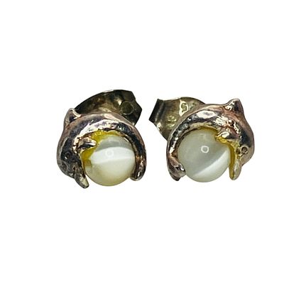 MOONSTONE Sterling Dolphin Stud Earrings, 1.41 G. MOONSTONE Sterling dolphin stud earrings 1.41 g