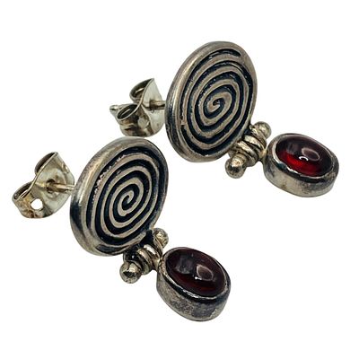 Sterling Red Stone Drop Earrings, 4.63 G. Sterling Red stone drop earrings 4.63 g