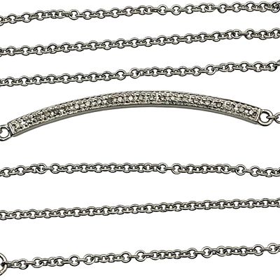 Sterling Cable Chain Bar Necklace, Unknown Marking, 3.16 G. Sterling cable chain bar necklace 