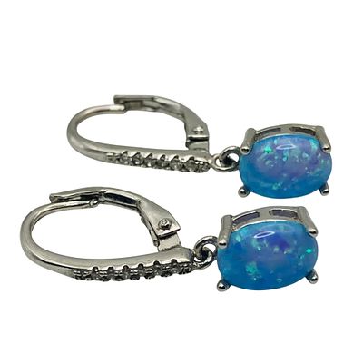 FZM, OPAL Sterling Clear Stone Dangle Earrings, 1.77 G. FZM OPAL Sterling clear stone dangle 
