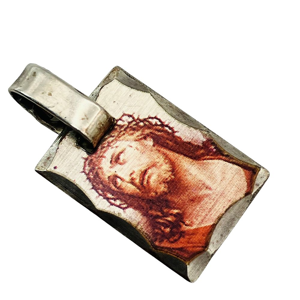 Lot 152: MEX, Sterling Religious Rectangle Pendant, 1.32 G