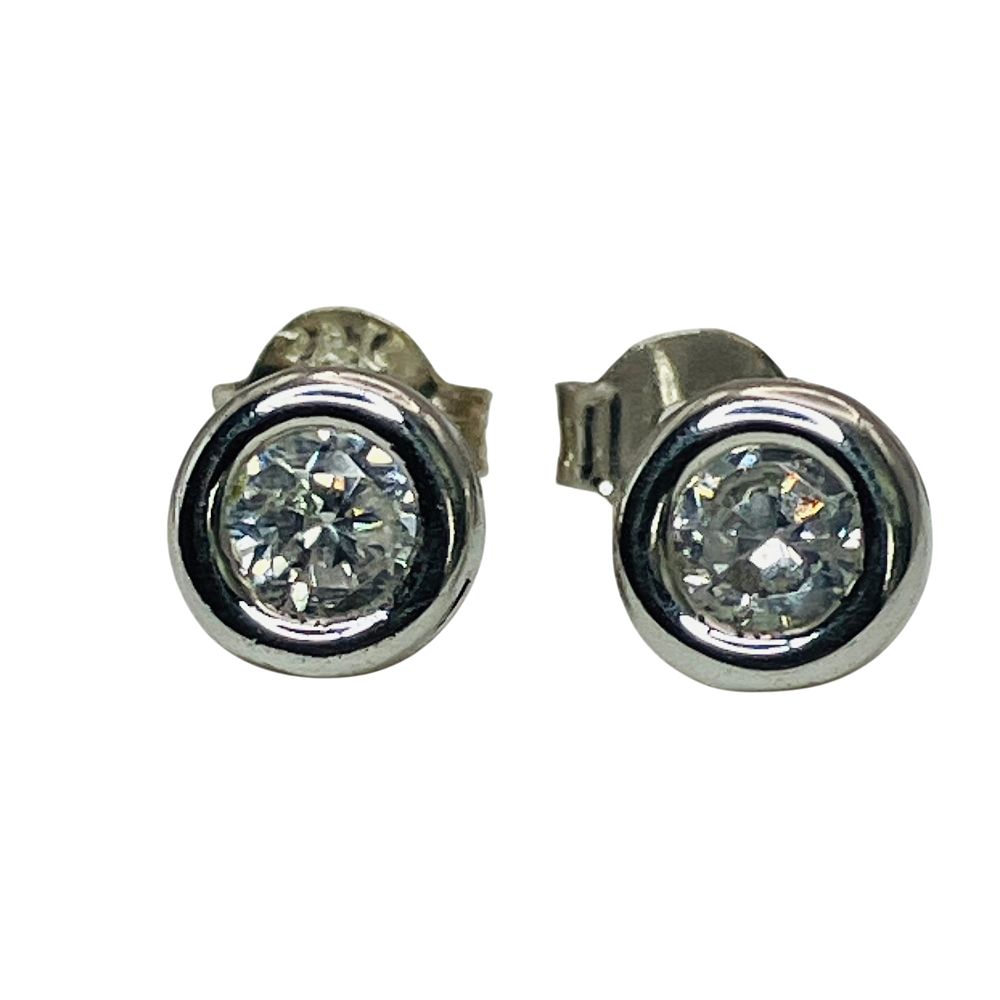 Lot 169: Sterling Clear Stone Stud Earrings, 1.30 G
