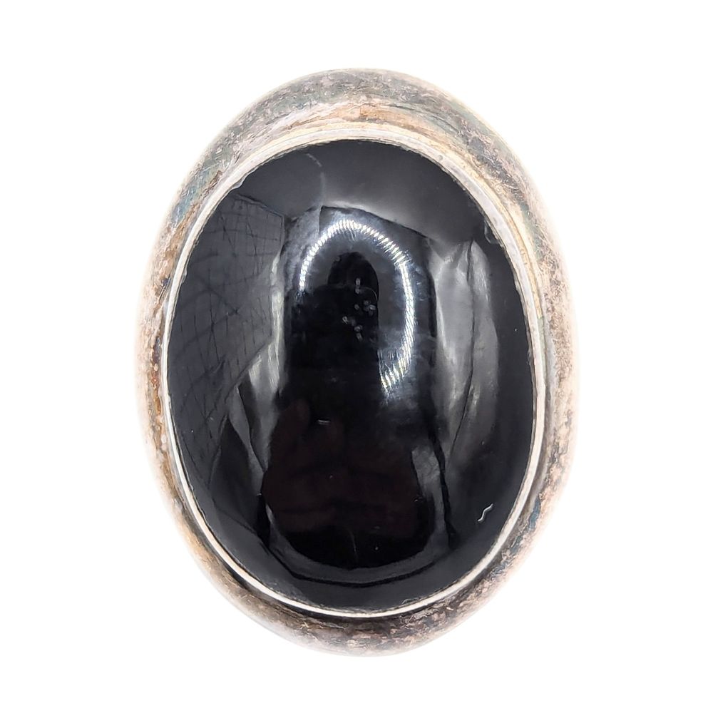 Lot 170: Mexico Sterling Black Onyx, Ring Size 8, 17.9g