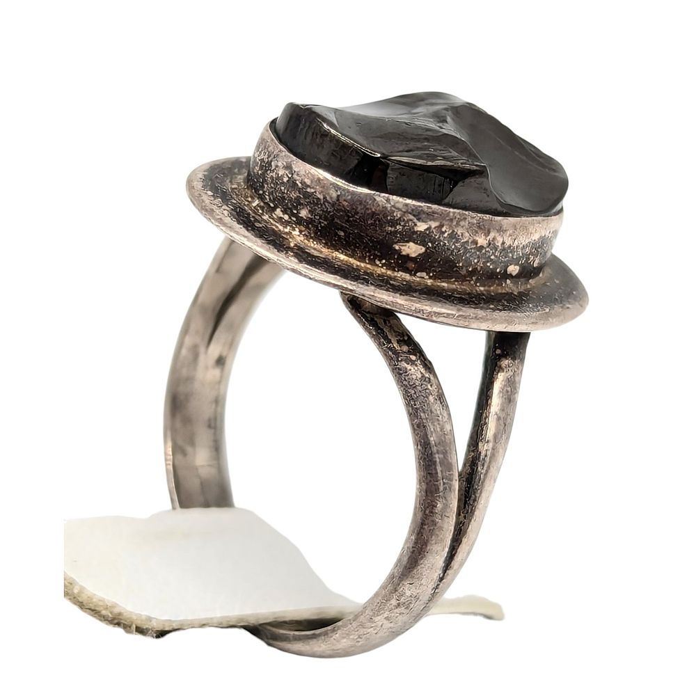 Lot 176: Sterling obsidian Ring Size 6.75, 4.7g