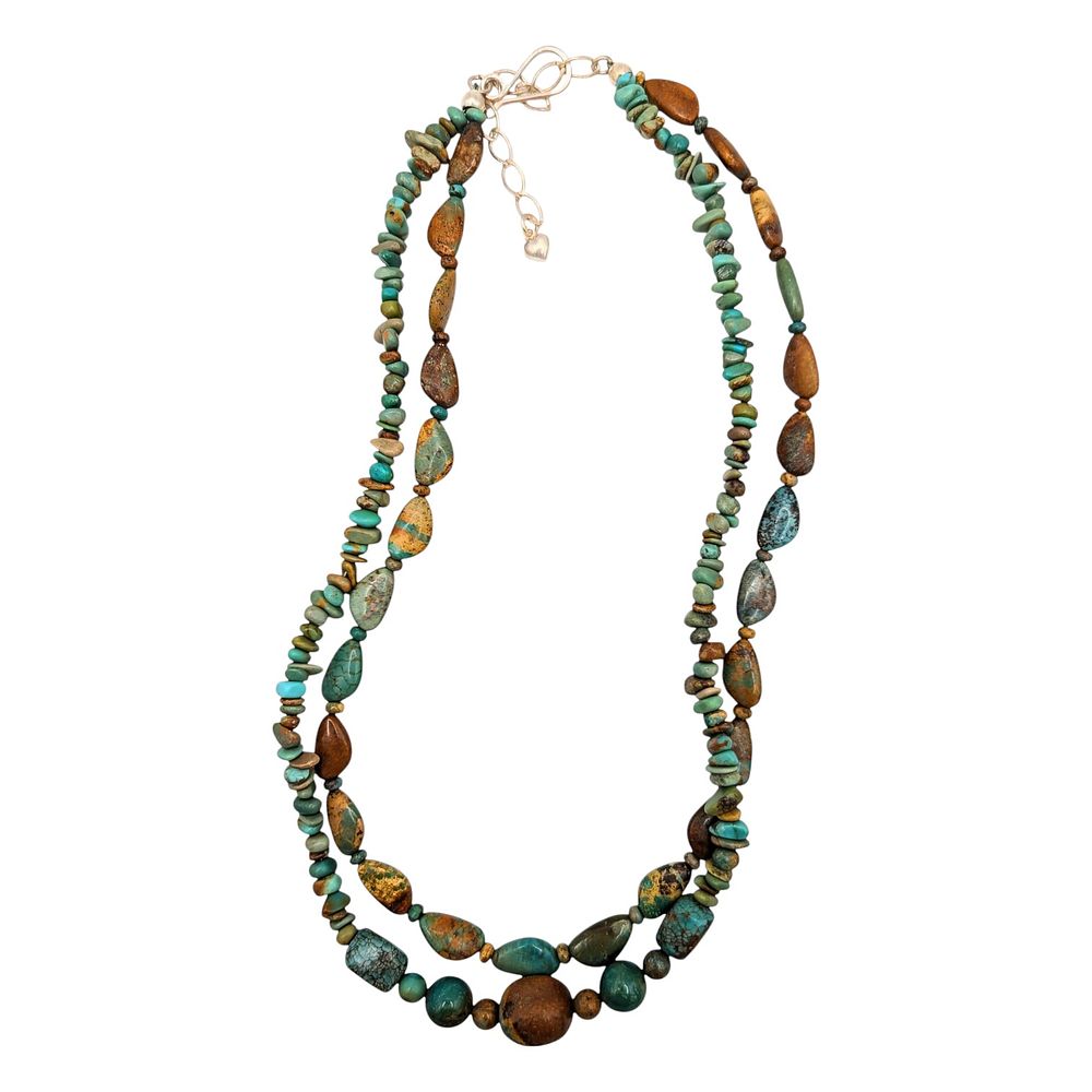 Lot 177: Jay King Sterling Turquoise, Two Strand Necklace 48.4g