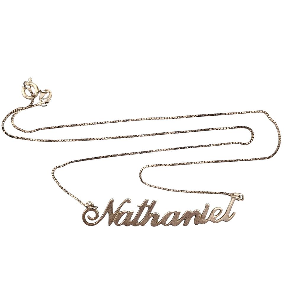Lot 179: Sterling Box Chain Necklace with Nathaniel Pendant 3.5g
