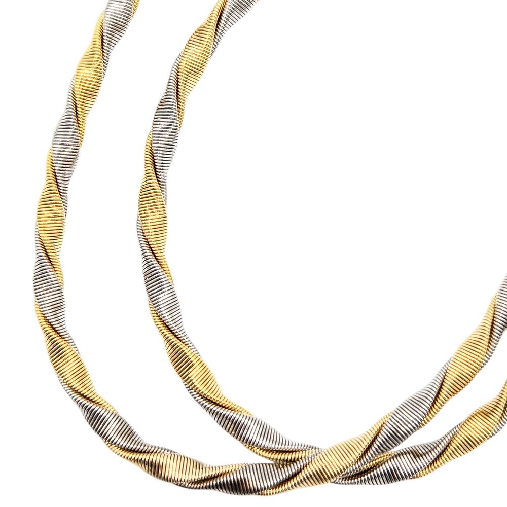Lot 185: RS 2 Tone Sterling Silver Twist Necklace 26.5g