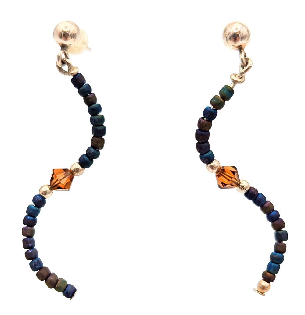 Lot 203: Sterling Silver Bead Drop Dangle Earrings 1.5g