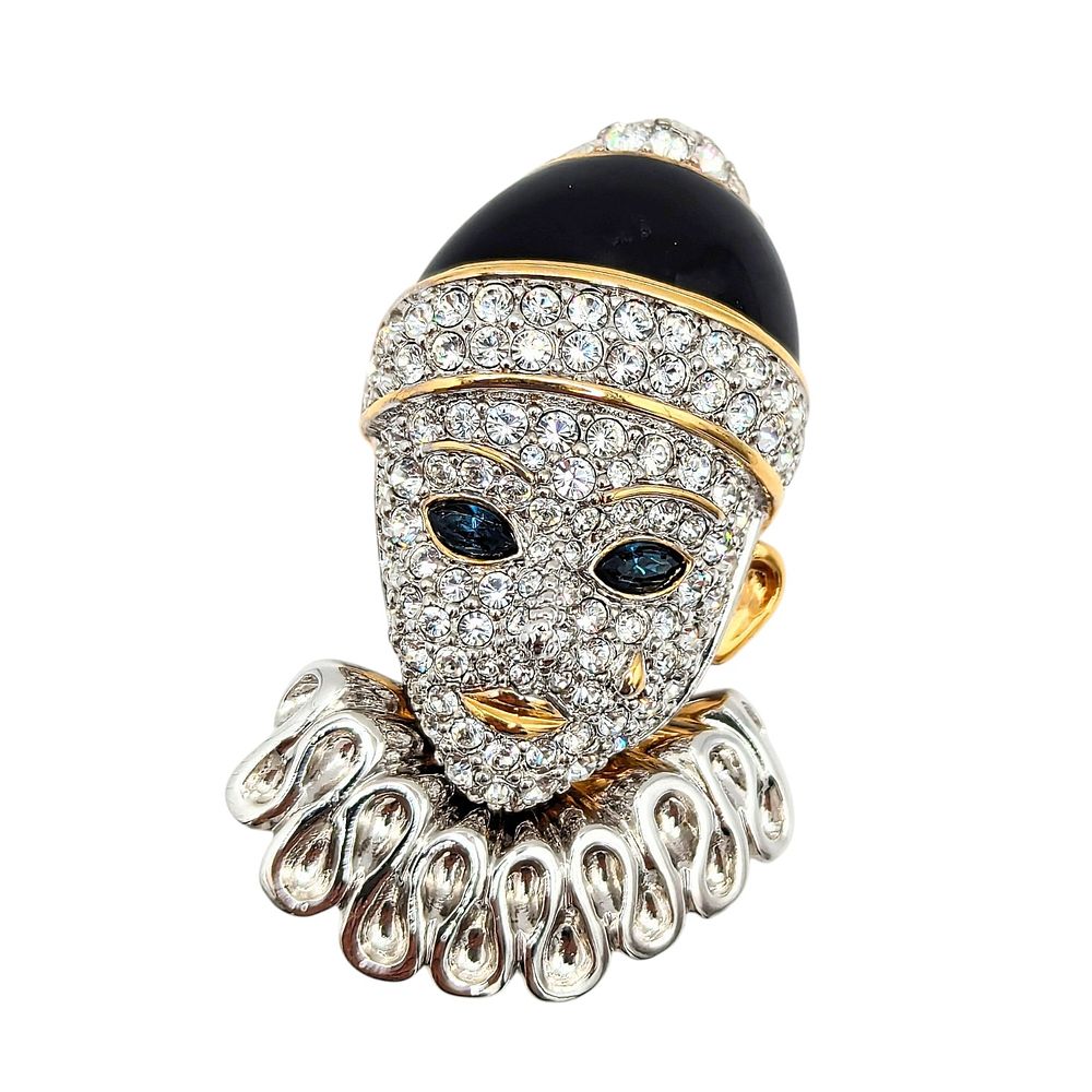 Lot 215: Sterling Rhinestones, Gold Over, Clown Brooch 17.6g