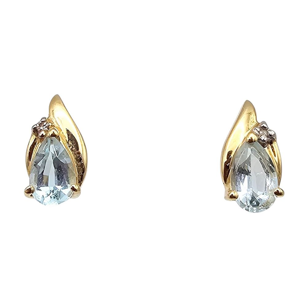 Lot 354: 14K Gold Diamond Topaz Earrings 2.7g