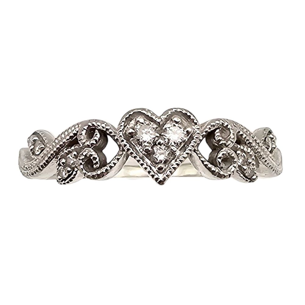 Lot 385: LT 10K White Gold Diamond Cocktail Ring Size 6.75, 2.15g