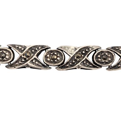 Sterling Bracelet with Marcasite Accents, Sterling 16.78g missing one stone