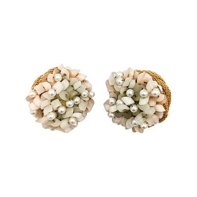 Sterling Hobe Clip-On Beaded Faux Pearl Earrings 24.8g