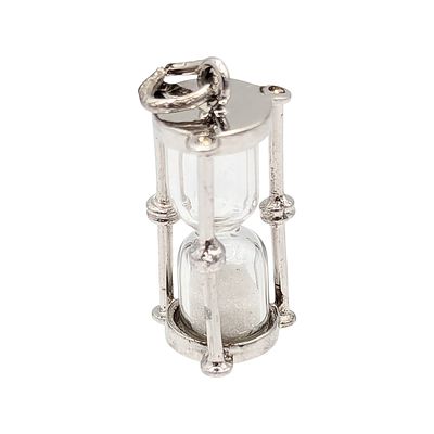 Sterling Hourglass Charm With Sand, Wells 2.09g