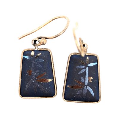 Sterling and Enamel Earrings With Floral Design 2.18g Holly Yashi’