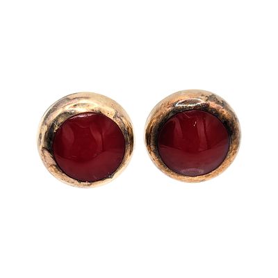 Sterling Red Stone Stud Earrings 1.5g