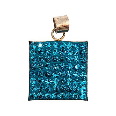Sterling Blue Rhinestone Square Pendant 1.56g