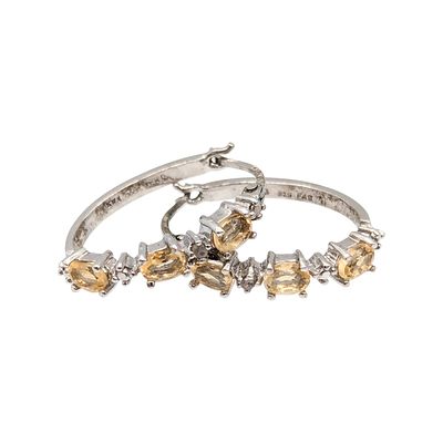 Sterling Yellow citrine Hoop Earrings 2.68g