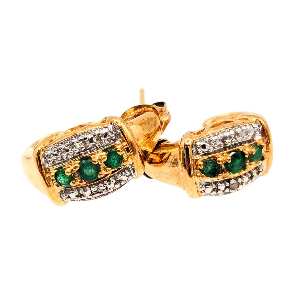 Lot 152: Gold Over Sterling Earrings Emerald 3.34g