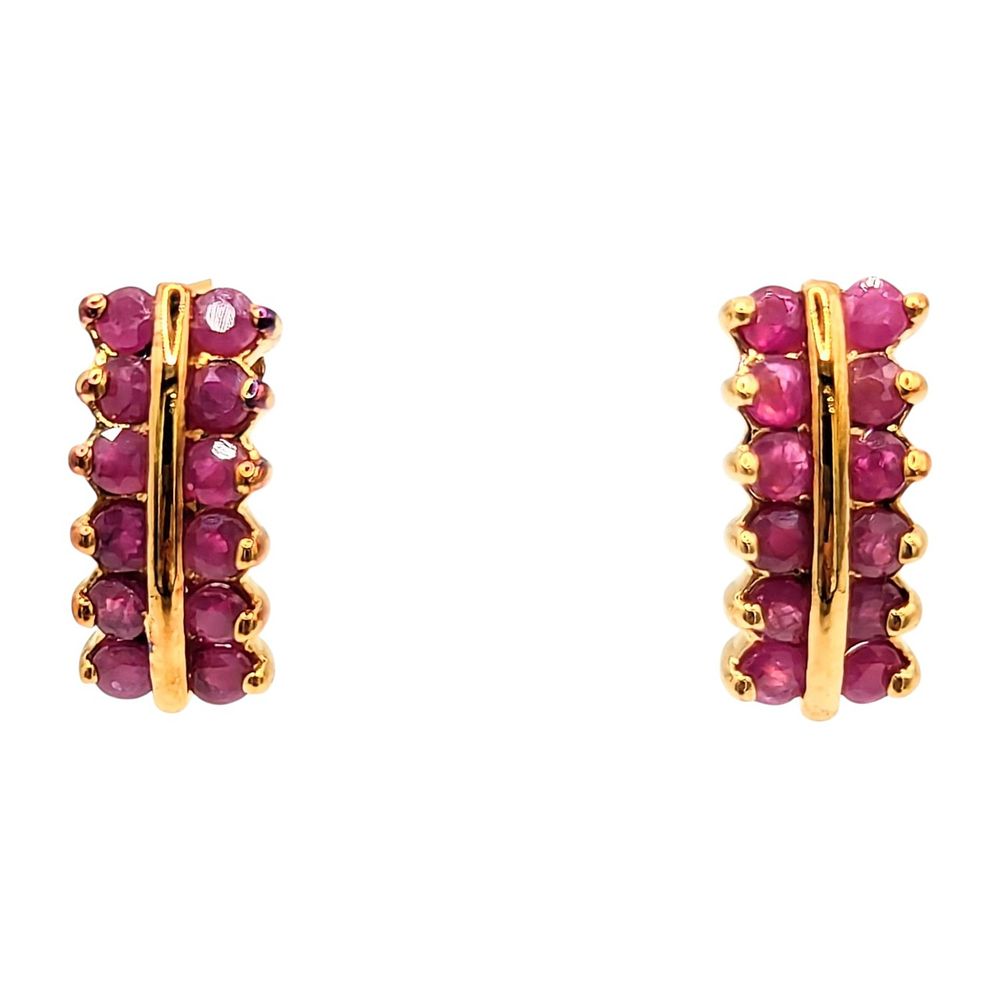 Lot 208: Gold Over Sterling Rubies Stud Earrings 3.77g