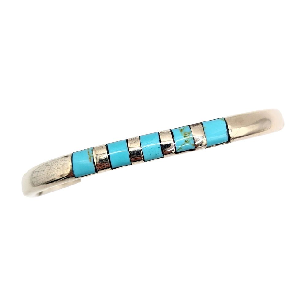 Lot 373: Sterling Bracelet With Turquoise Inlay 28.95g