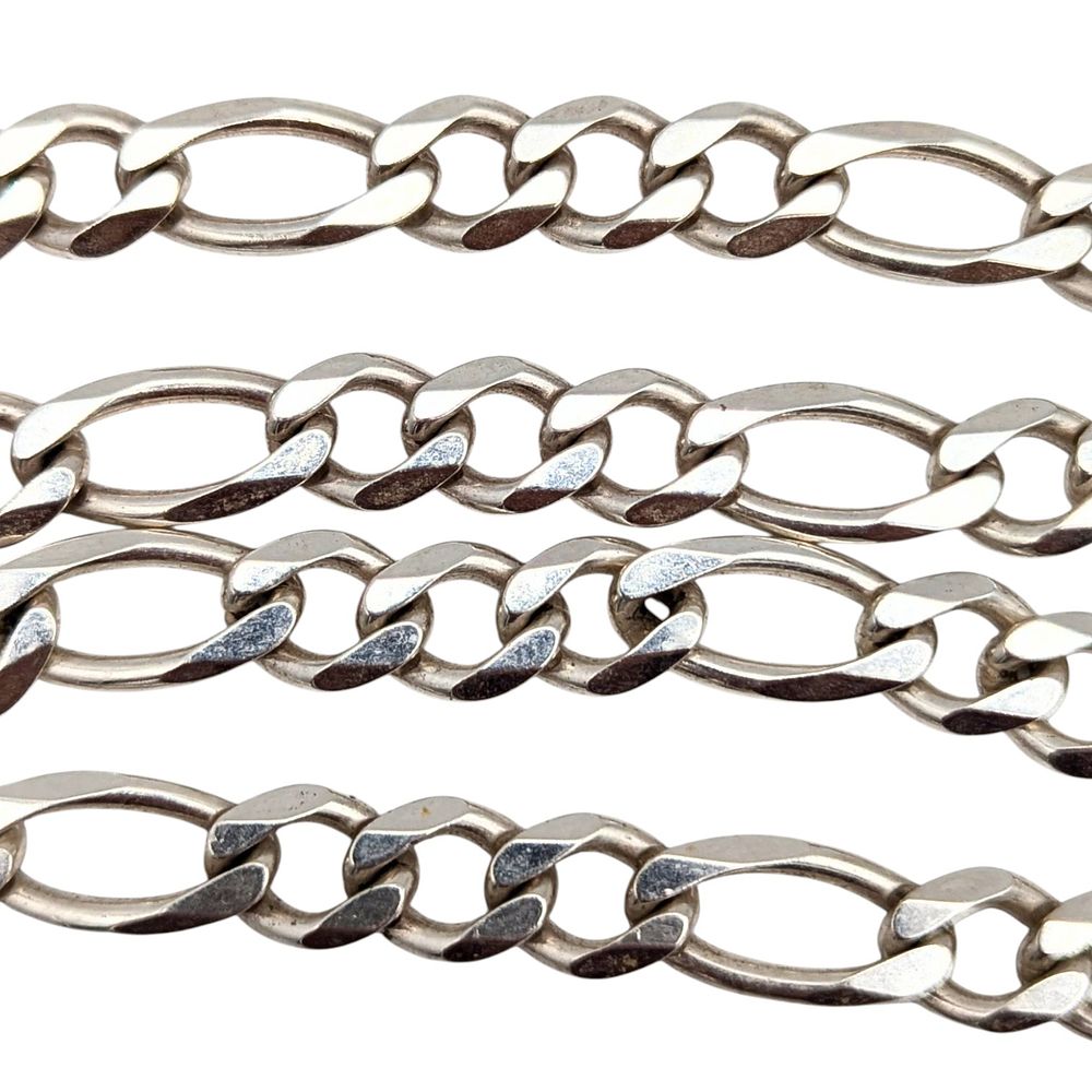 Lot 416: Sterling Italian Figaro Chain Necklace 51.63