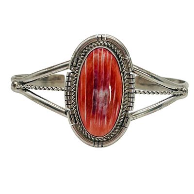 Dave Skeets Navajo Sterling Spiny Oyster Bracelet. Dave Skeets Navajo Sterling bezel set oval 