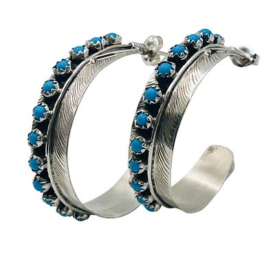 Chester Charley Navajo Sterling Kingman Turquoise Earring. Chester Charley Navajo Sterling 