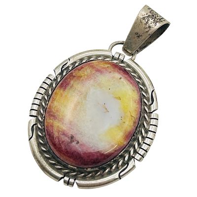 Dave Skeets Navajo Sterling Spiny Oyster Pendant. Dave Skeets Navajo Sterling Spiny Oyster Oval 