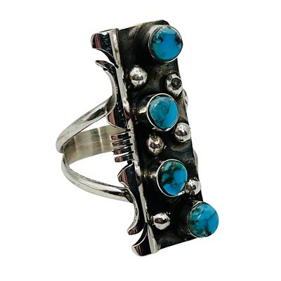 Steve Francisc Navajo Ice Blue Dahlia Turquoise Ring. Steve Francisc Navajo Ice Blue Dahlia 
