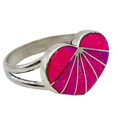 Zuni Sterling Opal Heart Ring SZ. 7. Zuni Sterling pink Opal Heart Ring SZ. 7. 2.97 grams