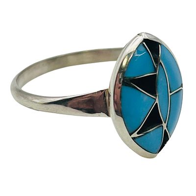 Zuni Sterling Turquoise Sun Ring SZ.8 1.62 grams