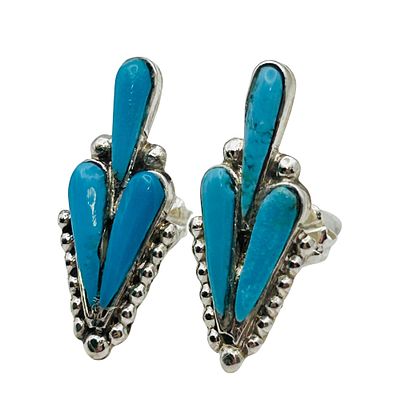 Zuni Sterling Turquoise Earrings. Zuni Sterling Turquoise pushback earrings 2.67 grams